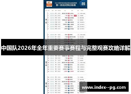 中国队2026年全年重要赛事赛程与完整观赛攻略详解